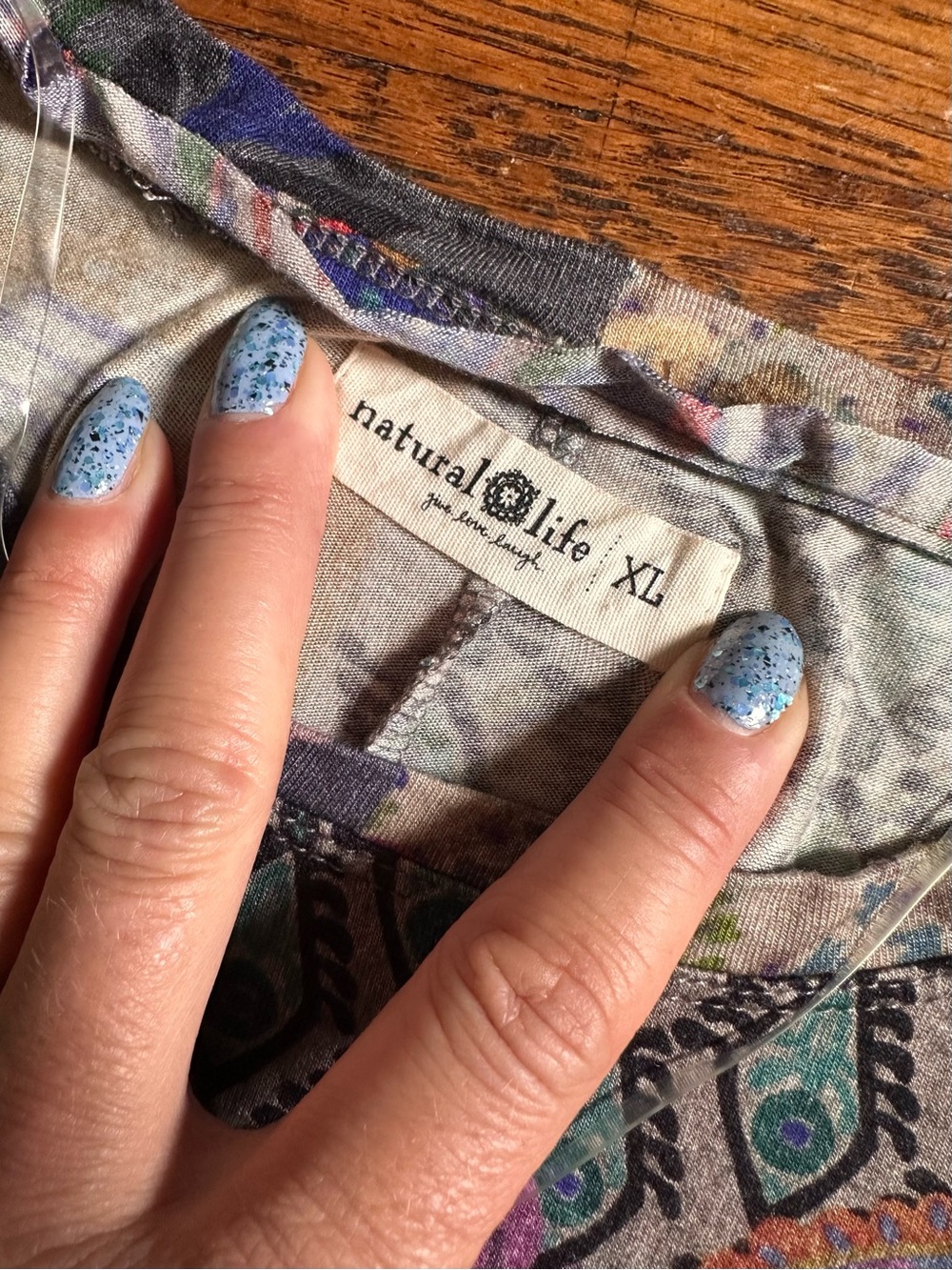 NATURAL LIFE Stevie ButterSoft Maxi Dress Blue Patchwork Long Sleeve XL Pockets - Picture 9 of 10